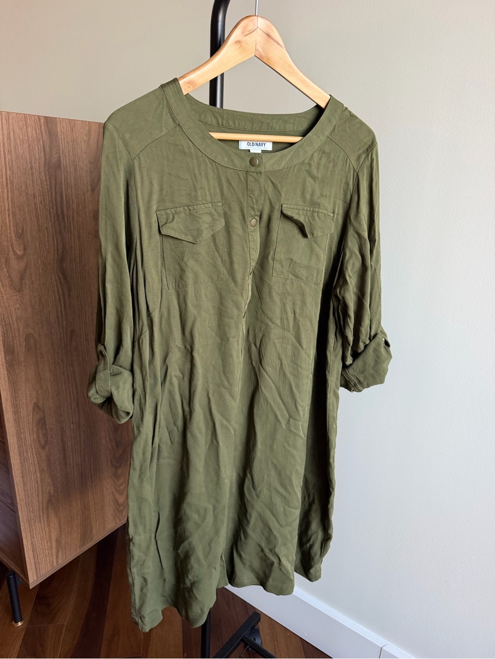 Old Navy Olive Green Utility Longline Tunic Shirt Size 18